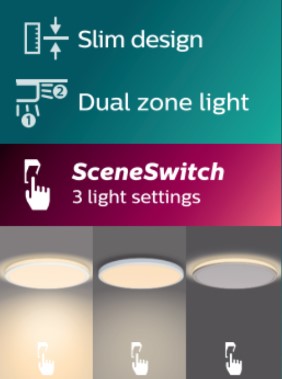Technológia SceneSwitch pri stropnici Philips Ozziet