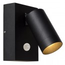 Lucide 09831/01/30 vonkajšia nástenná lampa Taylor 1x5W | GU10 | IP54 - čierna, bodová, nastaviteľná, pohybový senzor