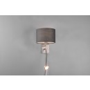 Trio 271170211 LED nástenné svietidlo Hotel 1x40W | E14 + 1x LED 3,1W | 310lm | 3000K - ohybné rameno, oddelené vypínače, matný nikel, šedá