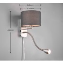 Trio 271170211 LED nástenné svietidlo Hotel 1x40W | E14 + 1x LED 3,1W | 310lm | 3000K - ohybné rameno, oddelené vypínače, matný nikel, šedá