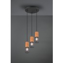 Trio 304330332 závesné stropné svietidlo Tosh 3x40W | E27 | IP20 - čierna s hnedou
