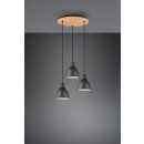 Trio 310730332 závesné stropné svietidlo Henley 3x40W | E27 - nastaviteľná výška, drevo, čierna