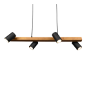 Trio 312490432 závesné bodové stropné svietidlo Marley 4x35W | GU10 - drevo, čierna