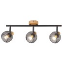 Rabalux 3129 prisadené stropné bodové svietidlo Grendel 3x40W | E14 - drevo, čierna