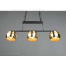 Trio 313300308 závesné stropné svietidlo Fletcher 3x40W | E14 - nastaviteľná výška, čierna, mosadz