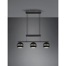 Trio 313300332 závesné stropné svietidlo Fletcher 3x40W | E14 - nastaviteľná výška, matná čierna
