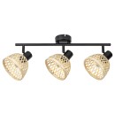 Rabalux 3135 prisadené stropné bodové svietidlo Rattan 3x15W | E14 - čierna, prírodná