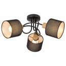 Rabalux 3246 prisadené stropné svietidlo Miguel 3x40W | E14 - čierna, drevo
