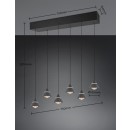 Trio 337010632 LED závesné stropné svietidlo ROMEO | 7W integrovaný LED zdroj | 700lm | 2300+3000+4000K | sťahovacie