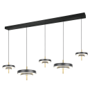 Trio T340210580 LED závesné stropné svietidlo KEATON  | 50W integrovaný LED zdroj | 1x5900lm | 2300+3000+4000K | na lanku | Trio - SwitchDimmer | čierna | zlatá