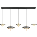 Trio T340210580 LED závesné stropné svietidlo KEATON  | 50W integrovaný LED zdroj | 1x5900lm | 2300+3000+4000K | na lanku | Trio - SwitchDimmer | čierna | zlatá