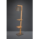 Trio 402690167 stojacie svietidlo Clark 1x60W | E27 - nastaviteľná, nožný vypínač, antický nikel, drevo