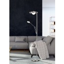 Trio 424210307 LED stojacie svietidlo Barrie 1x32W + 1x6W | 4600lm | 2700-4000K | IP20 - zabudovaný stmievač, pamäťová funkcia, nastavenie teploty osvetlenie, otočné ramená, oddelené vypínače, nikel