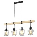 Rabalux 5247 závesné stropné svietidlo Fabian 4x40W | E27 - čierna, drevo