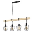 Rabalux 5247 závesné stropné svietidlo Fabian 4x40W | E27 - čierna, drevo