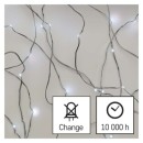 Emos D3AC01 vianočná nano reťaz 10m 100 LED | 3,6W | IP44 - studená biela, časovač, strieborná