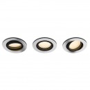 Philips Hue 8719514342828 LED zápustné bodové svietidlo Milliskin 3x5W | GU10 | 1050lm | 2200-6500K - set 3 ks, stmievateľné, White Ambiance, hliník