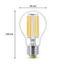 Philips 8719514343788 LED filamentová žiarovka 1x4W/60W | E27 | 840lm | 3000K- číra, Ultra Efficient