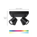 WiZ Colors 8719514554573 IMAGEO prisadené stropné bodové svietidlo 4xGU10 | 4x5W | 345lm | 2200-6500K | RGB - čierna