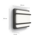 Philips 8720169276888 LED vonkajšie nástenné svietidlo Petronia | 3,8W integrovaný LED zdroj | 800lm | 2700K