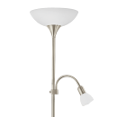 Eglo 93207 LED stojacie svietidlo Up 5 1x7W + 1x4W | E27 + E14 | 470lm + 370lm | 3000K - matný nikel, biela