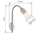 Globo 5453-1W nástenná lampa Cathy 1x40W | E14 - matný nikel, biela