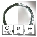 Emos D3AC04 vianočná nano reťaz 7,5m 75 LED | 2,4W | 2xAA - studená biela, časovač, zelená