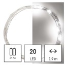 Emos D3AC07 vianočná nano reťaz 1,9 m 20 LED | 1,28W | 2xAA - studená biela, časovač, strieborná