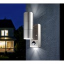 Globo 3201-2SL vonkajšia nástenná lampa Style s pohybovým snímačom 2x5W | GU10 LED | 210L | 3000K - vrátane žiaroviek, nerez