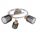 Globo 54816-3 prisadené stropné svietidlo Ricci 3x40W | E14 - chróm, drevo, čierna