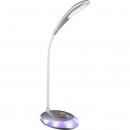 Globo 58265 LED stolové svietidlo Minea 1x3W | 230L | 5000K | RGB - nastaviteľná výška, ohybné rameno, dotykový stmievač, menič farieb, fixácia farieb, strieborná