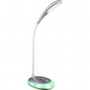 Globo 58265 LED stolové svietidlo Minea 1x3W | 230L | 5000K | RGB - nastaviteľná výška, ohybné rameno, dotykový stmievač, menič farieb, fixácia farieb, strieborná