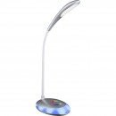 Globo 58265 LED stolové svietidlo Minea 1x3W | 230L | 5000K | RGB - nastaviteľná výška, ohybné rameno, dotykový stmievač, menič farieb, fixácia farieb, strieborná