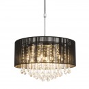 Globo 15095H závesné stropné svietidlo Bagana 12x3W | G9 LED | 840lm | 3000K - nastaviteľná výška, žiarovky súčasťou balenia, chróm, čierna, krištáľ