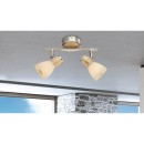 Globo 54352-2 prisadené nástenné či stropné bodové svietidlo Gylfi 2x40W | E14 - opál, matný nikel, drevo