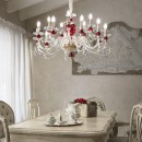Ideal Lux 168289 závesné stropné svietidlo Baronet 15x40W | E14 - červený
