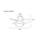 Globo 3670 LED ventilátor s osvetlením KARI  | 22W integrovaný LED zdroj | 1660lm | 3000/4500/6000K | ventilátor
