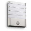 LED vonkajšie nástenné svietidlo s pohybovým čidlom Philips Raccoon 1x3W - nerez