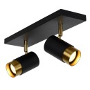 Lucide 35913/02/30 FLORIS stropné bodové svietidlo D100mm | 2xGU10 - čierna, mosadz