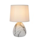 Lucide 47508/81/31 stolná lampička Marmo 1x40W | E14 - biela, keramika, vypínač na kábli