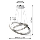 Globo 67032-60 LED závesný luster Marilyn 1x60W | 2840lm | 4000K - nastaviteľné, chróm, priehľadný krištáľ