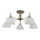 Italux PND-40653-5-ABR-WH prisadené stropné svietidlo Fener | 40W E27 | mosadz | opálová