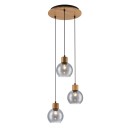 Italux PND-67505-3-WD závesné stropné svietidlo Velma | 40W E27 | dekor dreva | dymová