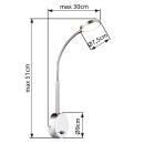 Globo 24103W LED nástenné svietidlo Pegasi 1x6W | 450l | 3000K - ohybné rameno, chróm