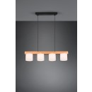 Trio R30654001 závesné stropné svietidlo Cameron 4x28W | E14 - nastaviteľná výška, čierna, biela, drevo
