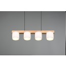 Trio R30654001 závesné stropné svietidlo Cameron 4x28W | E14 - nastaviteľná výška, čierna, biela, drevo