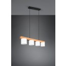 Trio R30654001 závesné stropné svietidlo Cameron 4x28W | E14 - nastaviteľná výška, čierna, biela, drevo