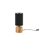 Trio R50171980 stolné svietidlo Woody 1x40W | E14 - káblový spínač, drevo, čierna
