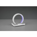Trio R52081131 LED stolové svietidlo s reproduktorom Beat 1x1W | SMD | 20lm | 3000K | RGB - 3 fázový dotykový stmievač, USB, dobíjacie, matná biela