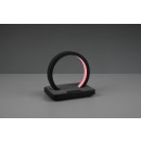 Trio R52081132 LED stolové svietidlo s reproduktorom Beat 1x1W | SMD | 20lm | 3000K | RGB - 3 fázový dotykový stmievač, USB, bluetooth, dobíjacie, matná čierna
